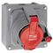 HYPRA - IEC industrial surface mount box IP44 - for Prisinter surface sockets 2P+E/3P+E/3P+N+E - 32A - metal grey