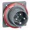 HYPRA - IEC industrial IP66/67 straight panel appliance inlet 3P+N+E 415V a.c. 63A grey