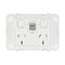 Arteor - Engraved Horizontal double powerpoint for plasterboard and single brick wall installation 2 gang 10A 240V a.c. with USB charger 2x2.4A white