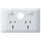 Excel Life - Common plate - Horizontal double powerpoint 2 gang 15A 240V a.c. with extra hole white