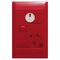 Excel Life - Medical - Common plate - Vertical single powerpoint - RCD protected engraved - antimicrobial & chemical resistant 1 gang 10A 240V a.c. with LED power available red