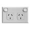 Excel - Horizontal double powerpoint 2 gang 10A 240V a.c. with safety shutters gloss white