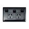 Linea - Horizontal double powerpoint 2 gang 10A 240V a.c. with extra switch black
