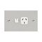 Architectural metal - Horizontal single powerpoint 1 gang 10A 240V a.c. white stainless steel plate