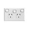 Excel - Horizontal double powerpoint 2 gang 10A 240V a.c. with extra switch & safety shutters white