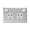 Excel - Horizontal double powerpoint 2 gang 10A 240V a.c. white/matt silver