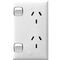 HPM Standard 10A Vertical Double Power Point with Safety Shutters White