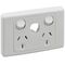 2000 Series, Switched Socket Twin Extra Switch, Less Mechanism - White Electric