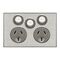 Saturn Series, Twin Switched Socket Outlet, 250V, 10A with Extra Switch - Horizon Silver