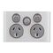 Saturn Series, Twin Switched Socket Outlet, 250V, 10A with Extra Switch - Pure White