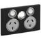 Saturn Series, Twin Switched Socket Outlet, 250V, 10A, Less Extra Switch - Espresso Black