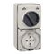 Clipsal - 56 Series, Switched Socket Outlet, 500V, 32A, 5 Round PIN, IP66, 3 Pole, Surface Mount - Grey