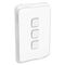 Clipsal Iconic, Switch, Vertical 3 Gang, 1/2 Way 10AX,230/240V, IP44 - Vivid White