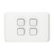 Clipsal Iconic, Flush Switch, Horizontal Mount, 4 Gang, 1-Way/2-Way, 230/240V 10AX - Vivid White
