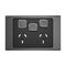 Clipsal Iconic, Styl Double Power Point Skin with 1 extra switch, Horizontal Mount, 250V, 10A - Silver Shadow