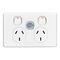 Classic C2000 Series, Switched Socket Outlet, Twin, 250V, 10A, 1 Pole, Surge Protection - White Electric