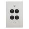 Metal Plate Series, Flush Switch, 4 Gang, 250VAC, 10A, Range, BSL Style, Standard, Vert - Black