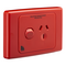 Medilec, Single Switch Socket Outlet, 250V, 10A, 2 Pole - Red