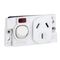 Medilec, Single Switch Socket Outlet, 250V, 10A, O Style, 2 Pole, Horizontal, Neon - White Electric
