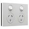 Saturn Zen, Double Power Point Cover, Horizontal Mount, 250V, 10A - Zen White