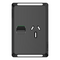 Pro Series, Single Power Point Skin, Vertical Mount, 250V, 15AClip-On - Black