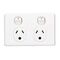 Classic C2000 Series, Switched Socket Outlet, Twin, 250V, 10A, Round Earth PIN for Lighting - White Electric