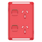 Pro Series, Twin Power Point Skin, Vertical Mount, 250V, 10A, Clip-On - Red