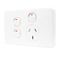 Classic C2000 Series, Switched Socket Outlet, Single, 250V, 10A, 2 Removable Extra Switch - White Electric