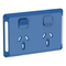 Pro Series, Twin Power Point Skin, Horizontal Mount, 250V, 10A, Clip-On - Dark Blue