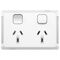 Pro Series, Twin Power Point, Double Pole, Horizontal Mount, 250V, 10A - Extra Vivid White