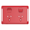 Pro Series, Twin Power Point Skin, Horizontal Mount, 250V, 10A, Clip-On - Red