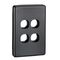 Classic C2000 Series, Switch Grid Plate and Cover, 4 Gang, Less Mechanism - Black