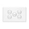 Classic C2000 Series, Flush Switch, 5 Gang, 250VAC, 10A, Standard, Horizontal - White Electric