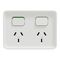 Clipsal Iconic Outdoor, Twin Switched Socket Outlet, Horizontal, 10A, 250V - Extra Vivid White