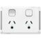 Pro Series, Twin Power Point, Horizontal Mount, Round Earth, 250V, 10A - Extra Vivid White