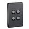 Classic C2000 Series, Flush Switch, 4 Gang, 250VAC, 10A, Standard, Vertical - Black