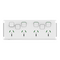 Pro Series, Quad Power Point with 2 extra switches, Horizontal Mount, 250V, 10A, Less Mechanisms - Extra Vivid White