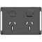 Pro Series, Twin Power Point Skin, Horizontal Mount, 250V, 15A, Clip-On - Black