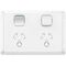 Pro Series, Twin Power Point Skin, Horizontal Mount, Round Earth, 250V, 10A, Clip-On - Extra Vivid White