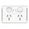 Pro Series, Twin Power Point, Horizontal Mount, Power Indicator 250V, 10A - Extra Vivid White