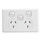 Classic C2000 Series, Switched Socket Outlet, Twin, 250V, 10A, Removable Extra Switch - White Electric