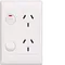 Socket Twin 10A Vertical Shutter Black