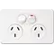 SIL. 10A twin socket Horz+ shutter MW