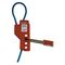 LOCKOUT HASP, 4 HOLES, 5mm DIA STEEL CABLE 300mm LONG, RED