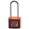COLOUR CODED PADLOCK, BRASS 50mm SHACKLE, 2 KEYS, RED