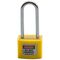 COLOUR CODED PADLOCK, BRASS 50mm SHACKLE, 2 KEYS, YELLOW
