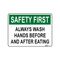 SIGN, NOTICE 300 x 450mm METAL WASH HANDS BEFORE AND AFTER