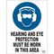 SIGN, 225 x 300mm METAL HEARING & EYE PROTECTION