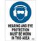 SIGN, 300 x 450mm POLY HEARING & EYE PROTECTION