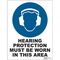 SIGN, 450 x 600mm POLY HEARING PROTECT MUST BE WORN